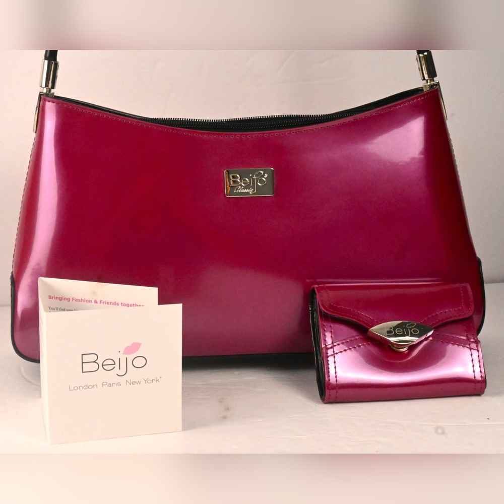 Beijo Classic Handbag With A Wallet, with card, 2 Sections, 2 Zippered Pockets,